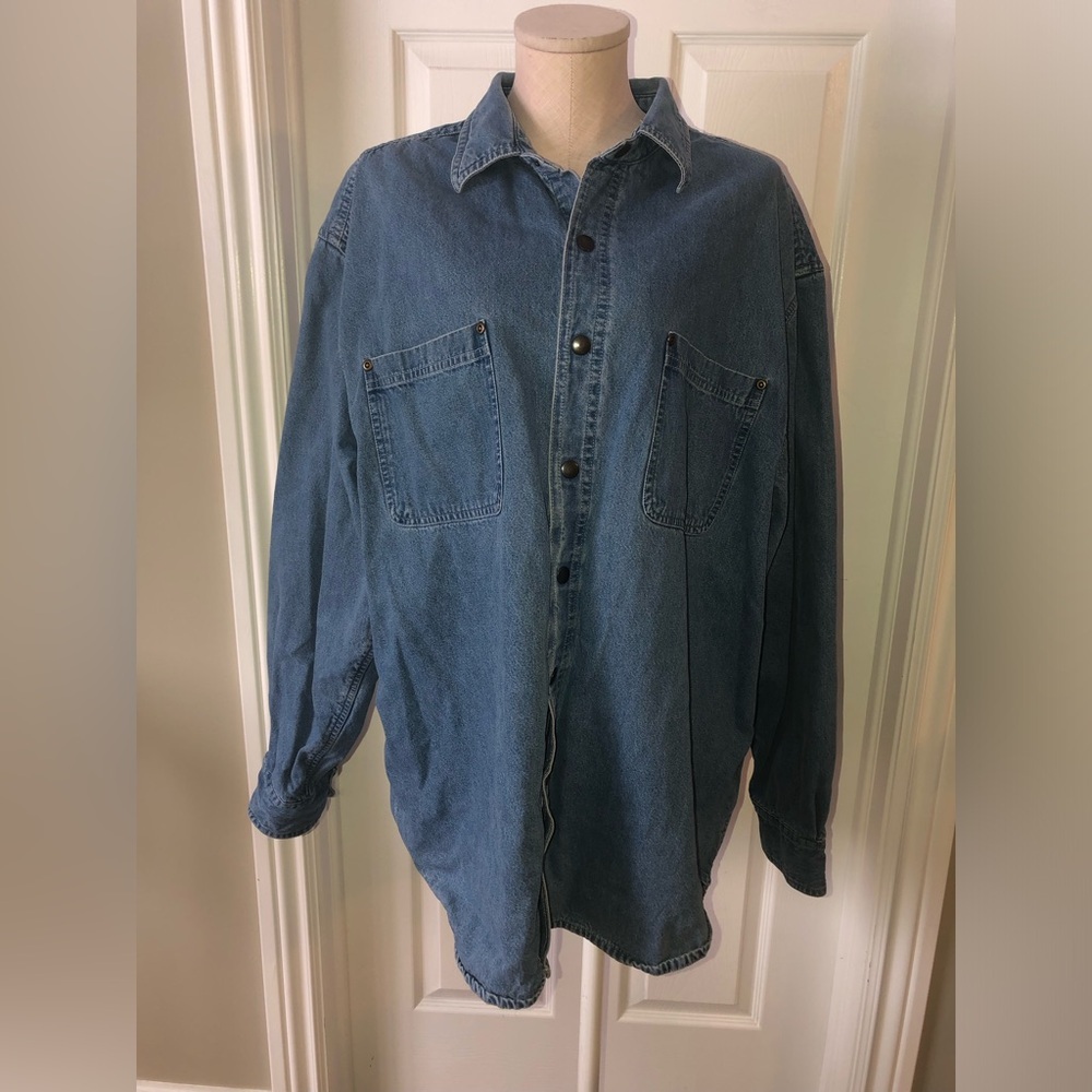 Mens Faded Glory Denim Snap Button-Up Shirt